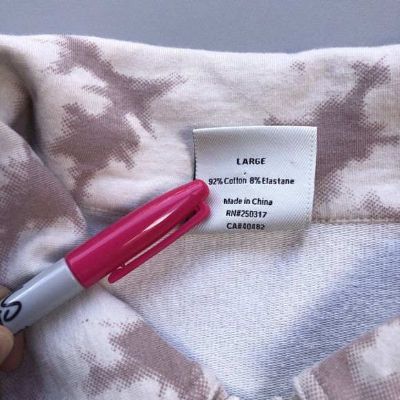 VARLEY Women Large Romero Sweat Taupe White Tie Dye Half Zip Pullover Sweatshirt - Picture 6 of 12